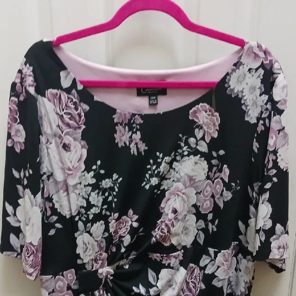 Connected Apparel Black and Pink Floral Dress - Picture 3 of 10